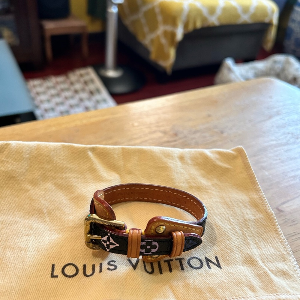 Louis Vuitton Leather Bracelet in Brown and Tan